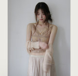 finit sheer pearl satin floor-length sk