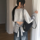 ナポルウール バックスリットストリング リブニット