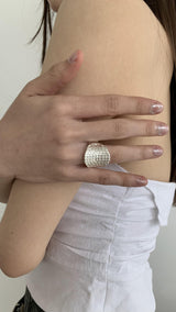 Silver mirror ball ring