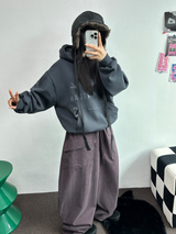 ピーチフリース🍑アメリカンビッグオーバーコットンバルーンパンツ 🤎💜🖤3COLOR