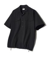 [COOL COTTON] 3スティッチオープンカラーコットン1/2シャツ  S135  ブラック