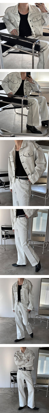 [Unisex] ダーティーホワイトワイドフレアパンツ