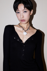 Button Bell Line Knit_Black