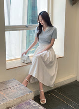 Shooly Pintuck Banding Flare Long Skirt