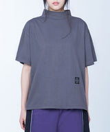 Semi-crop half neck symbol tee - CHARCOAL