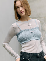 FRILL BUSTIER TOP BLUE