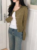 Sunday Pendant Layered Round Knit Cardigan (6color)