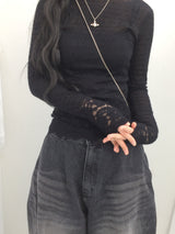 Flower Lace Slim Knit Top
