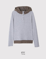 Border Layered High Neck Warm Hood T-shirt (3color)