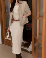 Comi Collarless Short-Sleeved Jacket
