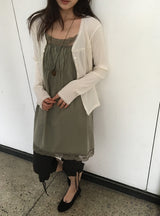 ウミ シャーリング レイヤード レース ノースリーブワンピース