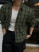 Enter checkered cropped shirt