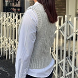 SMALL CHERRY CABLE CROP ニットベスト - MELANGE GRAY