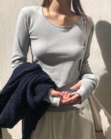[ORIGINAL] Lazy Warmer Long-Sleeve U-Neck T-Shirt