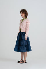 Slim round cardigan_pink