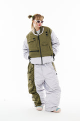 DOUBLE ZIPPER SHIRRING MA-1 JACKET KHAKI / GRAY