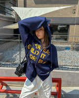 Flag print hoodie zip-up