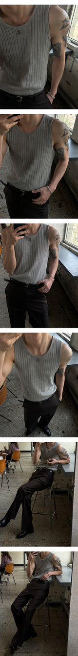 [S/S] High ribbed logo sleeveless(6color)