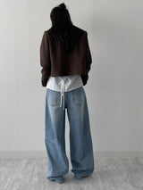 [Unisex] フォース10ピンタックワイドデニムパンツ