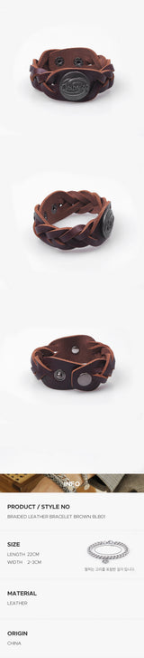  BRAIDED LEATHER BRACELET BROWN BLB01