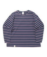 ストライプ バインディングネック ボックス ティー (Dark Navy)