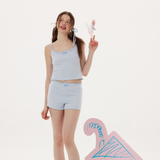 Baby Blue Knitted Sleepwear Set – Soft Sleeveless Camisole & Comfort Shorts | Cozy Loungewear
