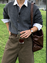 glass-like cash round hachi knit cardigan
