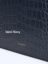 LAZEL MINI CROC ショルダーレザーバッグ / Wani Navy