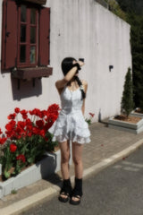 Hazle Cancan Ribbon Strap Sleeveless Mini Dress