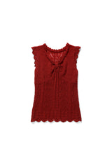 Ribbon sleeveless knit_red