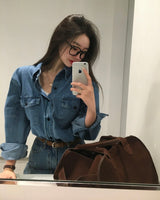 [Bellidmade/Casual] フォレストオーバーフィットデニムシャツ