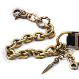 SVC-530 Antique Gold Leather Short Keychain