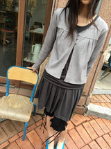 26SS★ [BAONHAUS] ポリーニ シャーリング レイヤード ノースリーブミニワンピース