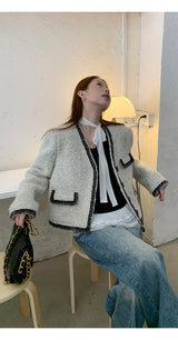 lace frill scarf long-sleeve t-shirt