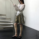 Ins Bohemian tassel lace Linen Short pants