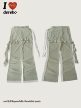 cool frill layered skirt bendable pants