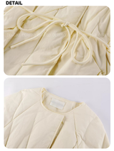 Neck warmer scarf layered half-down jacket
