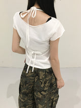 フィックスリベットホルターネックTシャツ (2c)