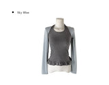 Baol Halter Frill Sleeveless Long Sleeve T-Shirt Set