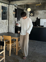 [1+1] LMN Roé Summer Boat Neck Oversized Knit Long Sleeve Tee (4 colors)