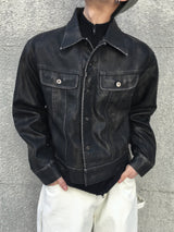 PL Washed Trucker Leather Jacket 2C