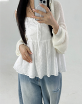 RIBBON POINT MESH CARDIGAN🤍🩷🩵💛🖤 - 5 COLORS