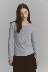 Lace Rose Long Sleeve Gray