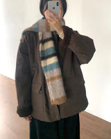 ファイバーモヘアウールストライプマフラー 4C