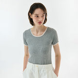 レースTシャツ　グレー