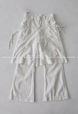 Two-block layered string wide pants