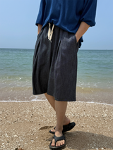 Lur linen denim bermuda pants