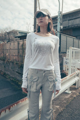 Boots-cut cargo pants (Gray)