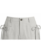 Ribbon Linen Summer Shorts Grey