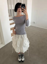 TENCEL BOAT-NECK SLIM TEE